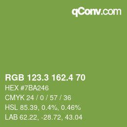 カラーコード: RGB 123.3 162.4 70 | qconv.com