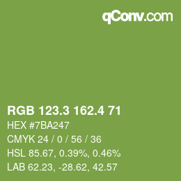 カラーコード: RGB 123.3 162.4 71 | qconv.com
