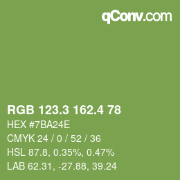 カラーコード: RGB 123.3 162.4 78 | qconv.com