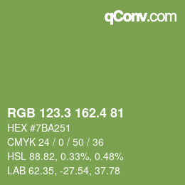 カラーコード: RGB 123.3 162.4 81 | qconv.com
