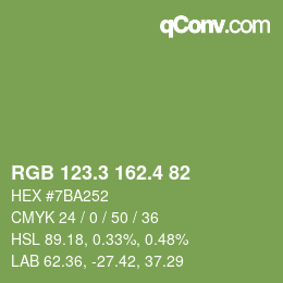 カラーコード: RGB 123.3 162.4 82 | qconv.com
