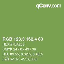 カラーコード: RGB 123.3 162.4 83 | qconv.com