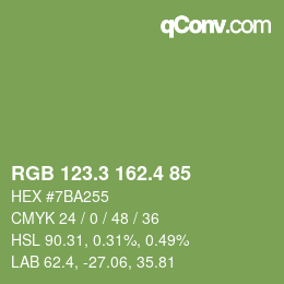 カラーコード: RGB 123.3 162.4 85 | qconv.com