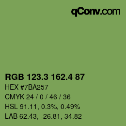 カラーコード: RGB 123.3 162.4 87 | qconv.com