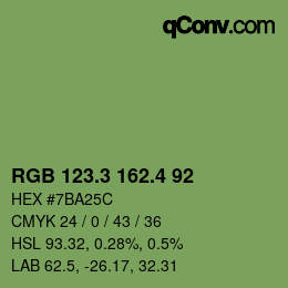 カラーコード: RGB 123.3 162.4 92 | qconv.com