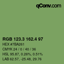 カラーコード: RGB 123.3 162.4 97 | qconv.com
