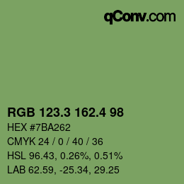カラーコード: RGB 123.3 162.4 98 | qconv.com