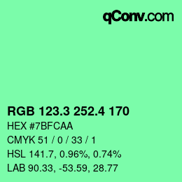 カラーコード: RGB 123.3 252.4 170 | qconv.com