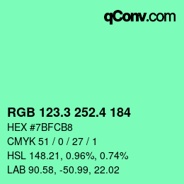 カラーコード: RGB 123.3 252.4 184 | qconv.com