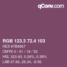 カラーコード: RGB 123.3 72.4 103 | qconv.com