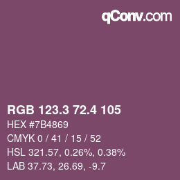 カラーコード: RGB 123.3 72.4 105 | qconv.com