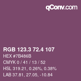 カラーコード: RGB 123.3 72.4 107 | qconv.com