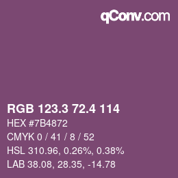 カラーコード: RGB 123.3 72.4 114 | qconv.com