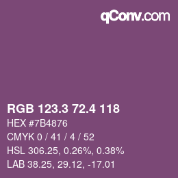 カラーコード: RGB 123.3 72.4 118 | qconv.com