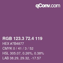 カラーコード: RGB 123.3 72.4 119 | qconv.com