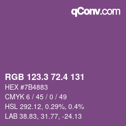 カラーコード: RGB 123.3 72.4 131 | qconv.com