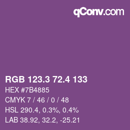 カラーコード: RGB 123.3 72.4 133 | qconv.com