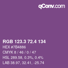 カラーコード: RGB 123.3 72.4 134 | qconv.com