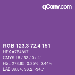 カラーコード: RGB 123.3 72.4 151 | qconv.com
