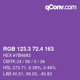カラーコード: RGB 123.3 72.4 163 | qconv.com