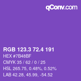 カラーコード: RGB 123.3 72.4 191 | qconv.com