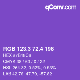 カラーコード: RGB 123.3 72.4 198 | qconv.com