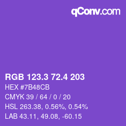 カラーコード: RGB 123.3 72.4 203 | qconv.com