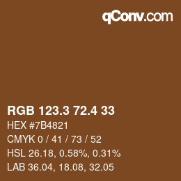 カラーコード: RGB 123.3 72.4 33 | qconv.com