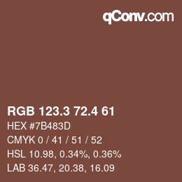 カラーコード: RGB 123.3 72.4 61 | qconv.com