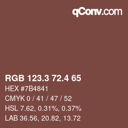 カラーコード: RGB 123.3 72.4 65 | qconv.com