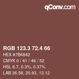 カラーコード: RGB 123.3 72.4 66 | qconv.com
