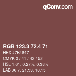 カラーコード: RGB 123.3 72.4 71 | qconv.com