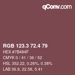 カラーコード: RGB 123.3 72.4 79 | qconv.com