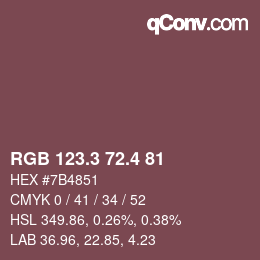 カラーコード: RGB 123.3 72.4 81 | qconv.com