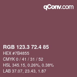 カラーコード: RGB 123.3 72.4 85 | qconv.com