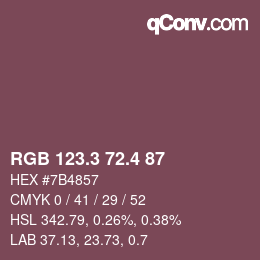 カラーコード: RGB 123.3 72.4 87 | qconv.com