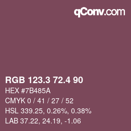 カラーコード: RGB 123.3 72.4 90 | qconv.com