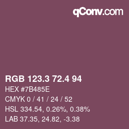 カラーコード: RGB 123.3 72.4 94 | qconv.com