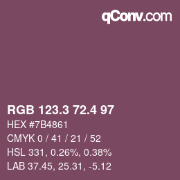 カラーコード: RGB 123.3 72.4 97 | qconv.com
