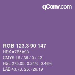 カラーコード: RGB 123.3 90 147 | qconv.com