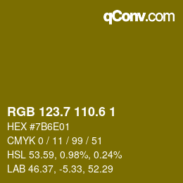 カラーコード: RGB 123.7 110.6 1 | qconv.com
