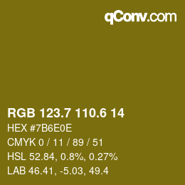 カラーコード: RGB 123.7 110.6 14 | qconv.com