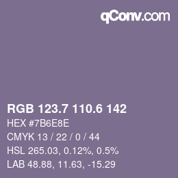 カラーコード: RGB 123.7 110.6 142 | qconv.com