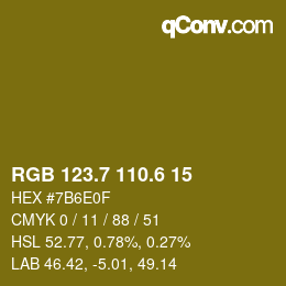 カラーコード: RGB 123.7 110.6 15 | qconv.com