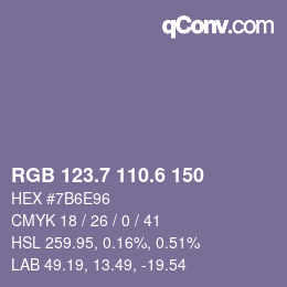 カラーコード: RGB 123.7 110.6 150 | qconv.com