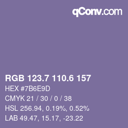 カラーコード: RGB 123.7 110.6 157 | qconv.com