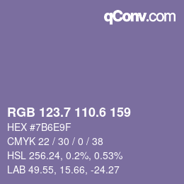 カラーコード: RGB 123.7 110.6 159 | qconv.com