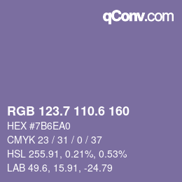 カラーコード: RGB 123.7 110.6 160 | qconv.com