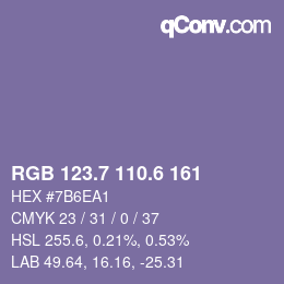 カラーコード: RGB 123.7 110.6 161 | qconv.com