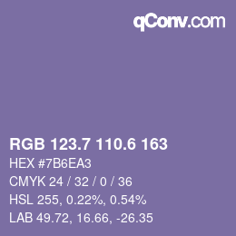 カラーコード: RGB 123.7 110.6 163 | qconv.com